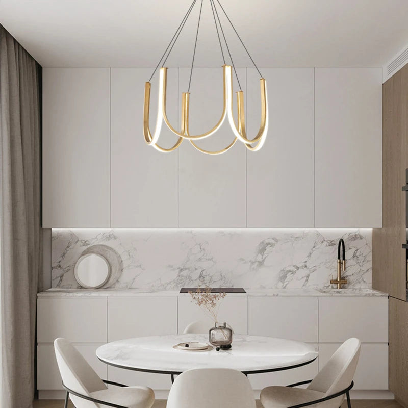 Nordic Gold Postmodern Minimalist  Led Ceiling Chandelier For Living Room Bedroom Restaurant Indoor Lighting Pendant Lamp