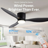 42/52 Inch Ceiling Fan Light - High Airflow LED Dual Function for Living Room & Bedroom, Remote & Timer, Easy Installation