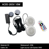 Pool Light with EU/US Plug IP68 Waterproof Small Size White Round 95mm 3/6/10W Underwater RGB Multicolor Swimming Bath Spa Lamp