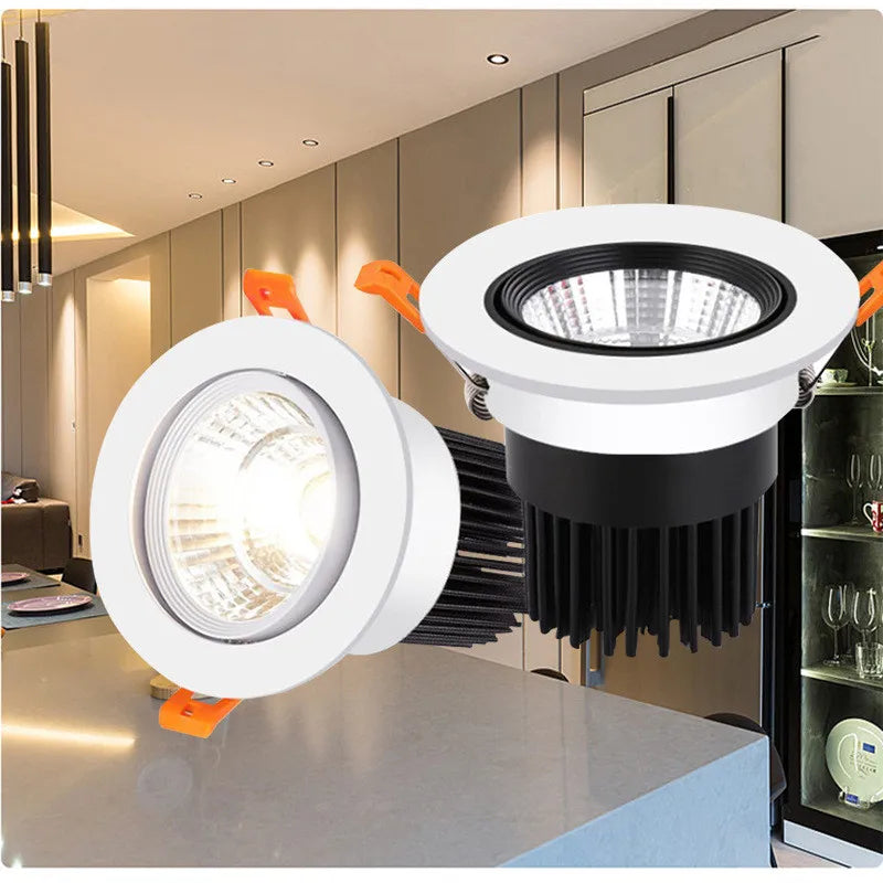 Dimmable AC90V-260V 5W7W9W12W15W18W20W LED Downlights Epistar Chip COB Recessed Ceiling Lamps Spot Lights For Home illumination