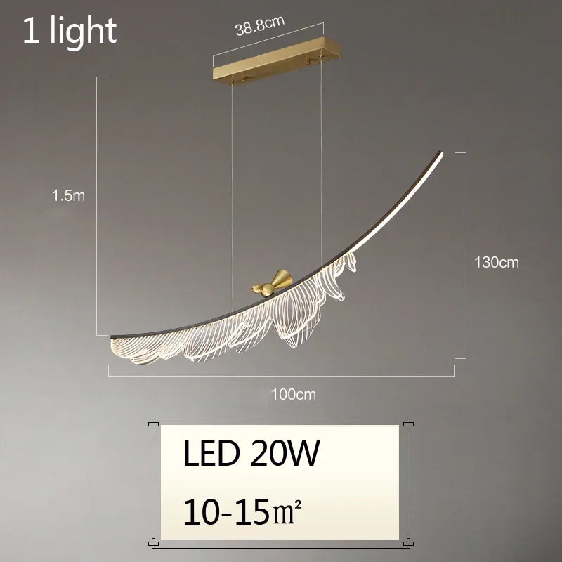 Modern Creative Feather Bird Acrylic Pendant Lamp Restaurant Living Room Hotel Lobby Led Chandelier Art Home Decoration Lighting