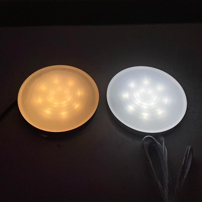 LED Under-Cabinet Puck Light with 5V USB Switch - Compact Spot Lamp for Display Cases, Shelves & Camper Vans