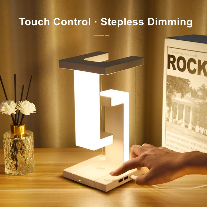 Novelty Floating Lamp with 10W Wireless Charger - Magnetic Levitating Desk Decor Light