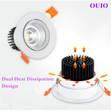 Tricolor Changeable Anti Glare Recessed LED Downlights 5W 7W 9W 12W 15W 20W COB Ceiling Lamp Spot Lights AC90-265V +Led Drive