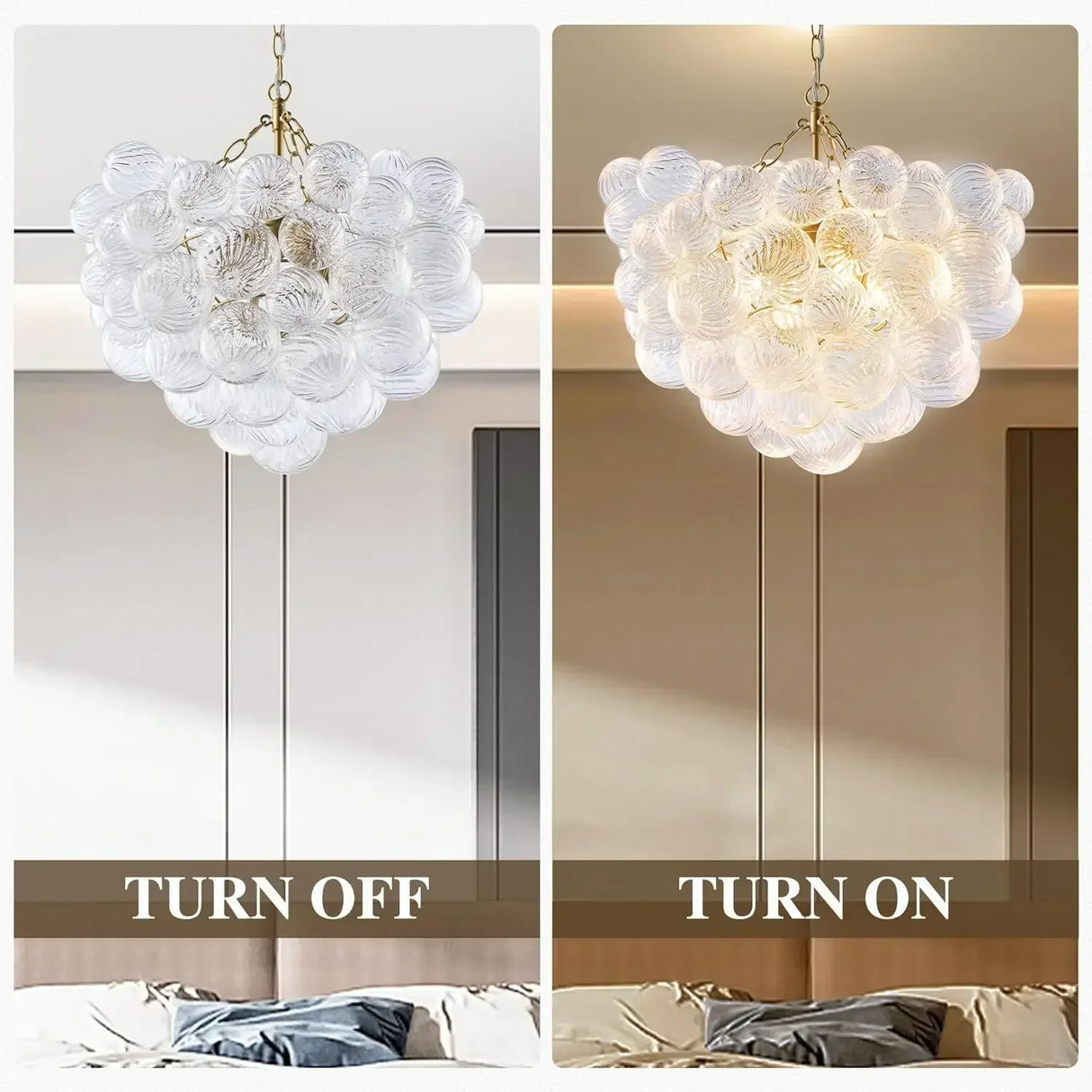French Light Luxury Bedroom Magic Beans Transparent Glass Chandelier Spectacular Hotel Lobby Villa Living Room Home Decor LED