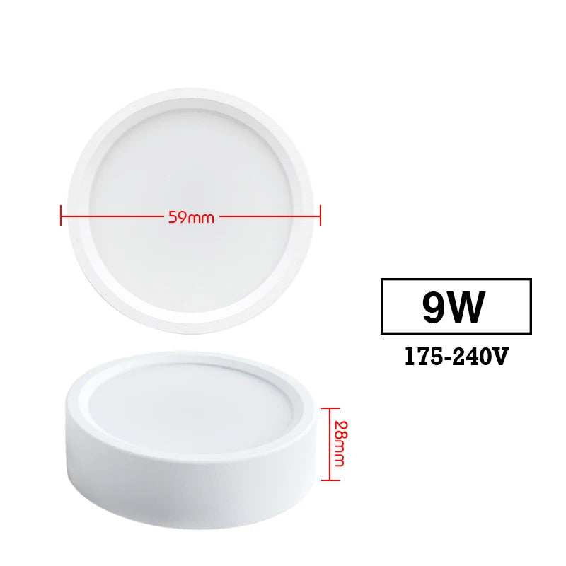 Led Downlights 220V Ceiling Spot Lamp 9W 12W 18W Down Light Surface Mounted Panel Lighting Kitchen Fixture for Room Home Decor