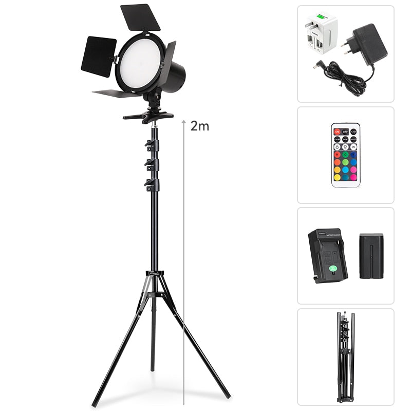 RGB LED video light Studio Photography led lights Video Light Ring RGB Light camera Stand Photography Panel Lamp Light Dimmable