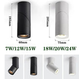 Dimmable Cylinder LED Downlights Surface Mount 7W 12W 15W 18W 24W COB Ceiling Spot Lights AC85~265V Round Lamps indoor Lighting