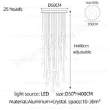 Nordic Minimalist Crystal Raindrop Pendant Light LED Staircase Chandelier For High Ceiling Villa Duplex Home Decor Living Room