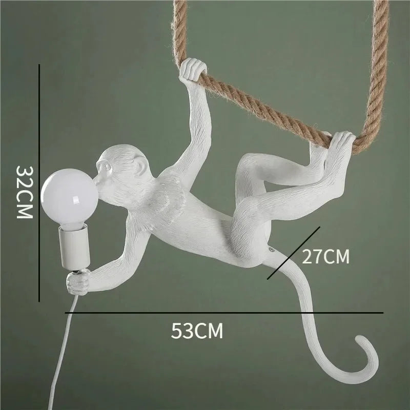 Retro Industrial Monkey Resin Pendant Light - Creative Chameleon Animal Hanging Lamp