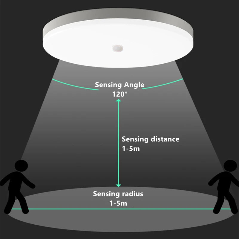 Waterproof PIR Motion Sensor LED Ceiling Light (20W/30W) - Ultra-Thin High-Lumen Lamp Fixture for Bathroom, Garage, Balcony & Corridor