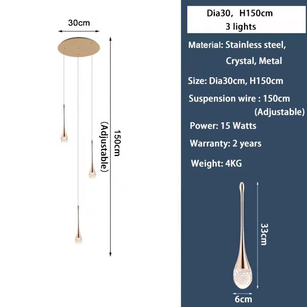 Modern LED Crystal Staircase Chandelier - Luxury Long Duplex Hanging Light
