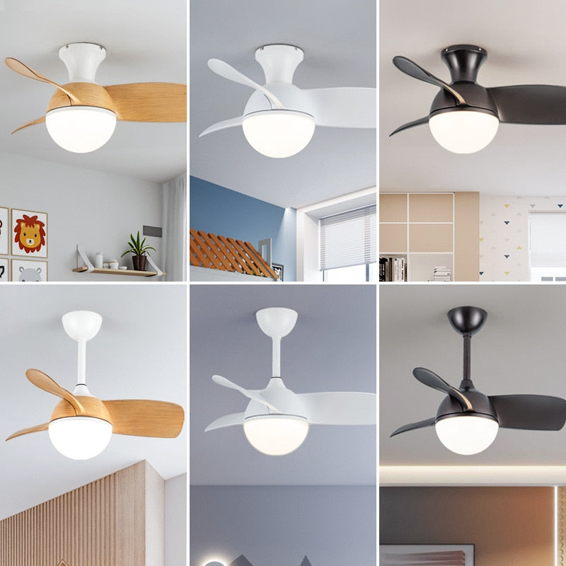 Modern LED Ceiling Fan Light for Kids Bedroom, 6-Speed Variable DC Motor, 24W LED Light, 30/36 inch Ceiling Fans