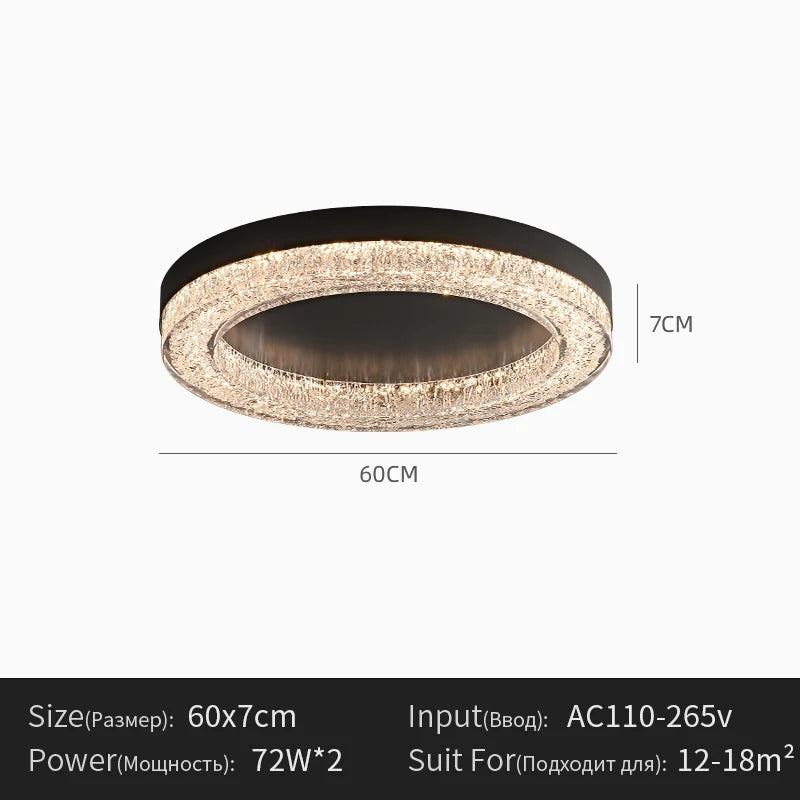 Italian Luxury LED Crystal Chandelier - Modern Flush Mount Ceiling Light