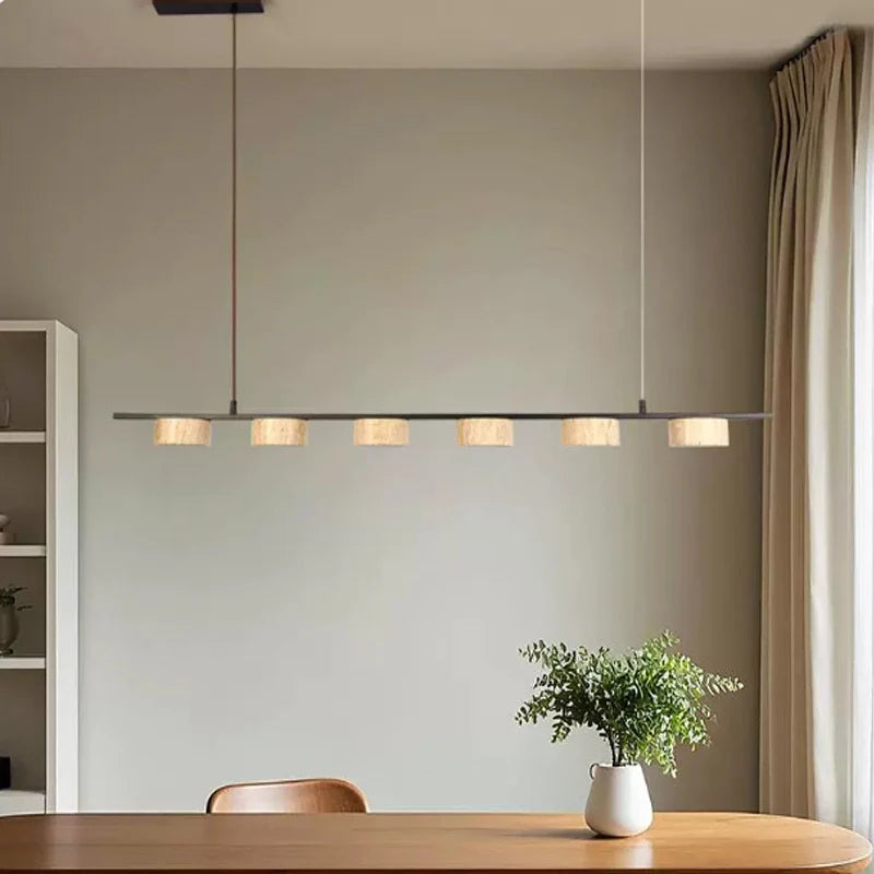 Minimalist Dining Room LED Pendant Light Real Stone Height-adjustable for Bar Kitchen Restaurant Hanging Lamp Chandelier Fixture
