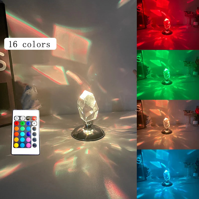 Light Shadow K9 Crystal Stone Lamp 16 color RGB Control Diamond Table Light Fashion Design Home Decoration Bedroom Living Room