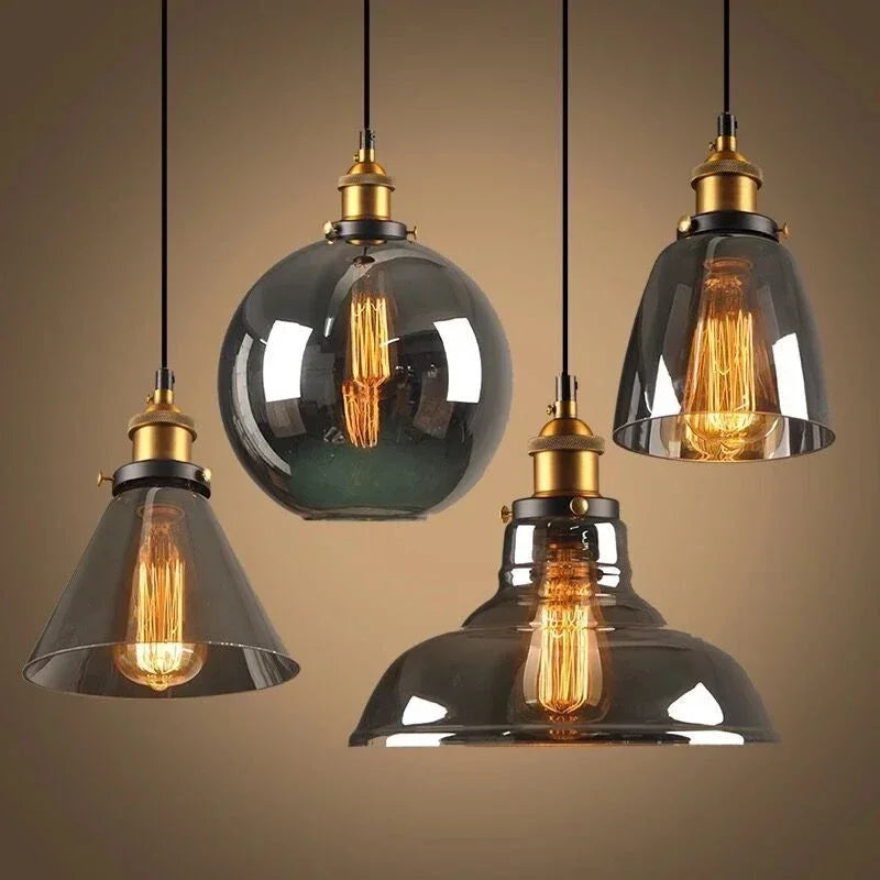 Clear Gray Amber Colour Vintage Pendant Lights Dining Glass Hanging Lamp Russia Loft Luminaire Modern Bedroom Light Fixture