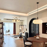 Retro Fabric & Solid Wood LED Pendant Light - Vintage Traditional Ceiling Chandelier Hanging Lamp Fixture for Living Room, Restaurant & Hotel Decor