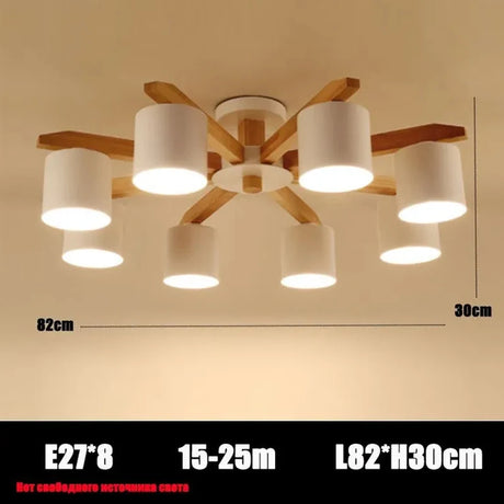 Modern solid wood living room pendant lamp E27 ceiling lamp bedroom ceiling pendant lamp hotel restaurant interior lighting bulb