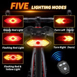 Wireless Turn Signal Bike Tail Light - Type-C Rechargeable Bicycle Warning Light
