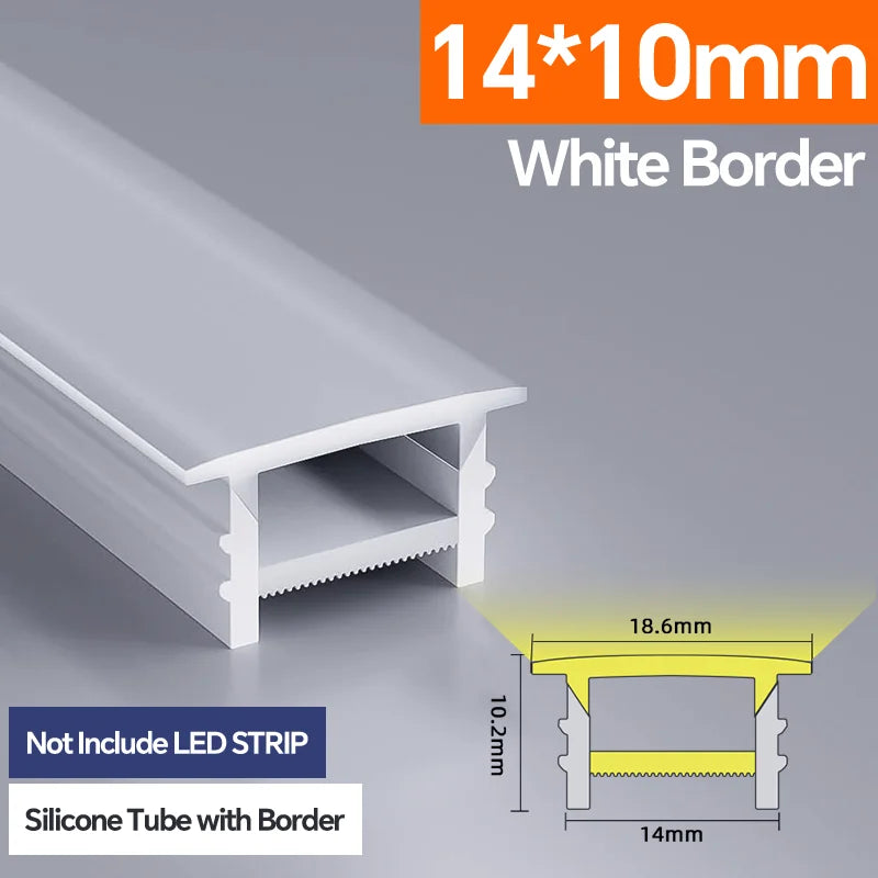 Light Strip Silicone Tube LED Diffuser Flexible Black and White Lampshade with Edge Contour Light Mask Plate Cover