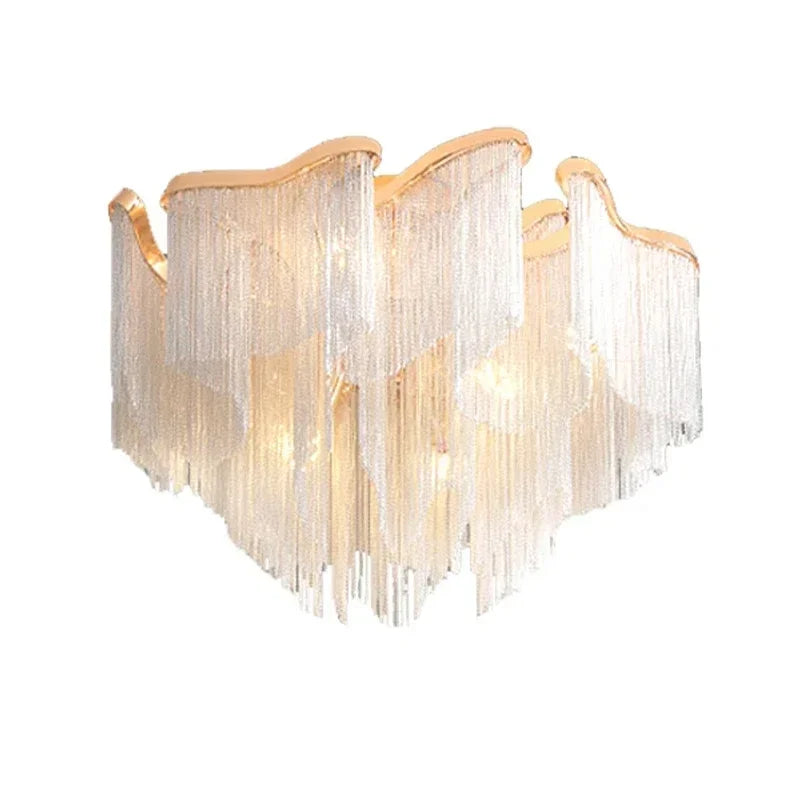 Modern Led Tassels Chain Ceiling Chandelier Aluminum Luxury Chain Ceiling Light Living Room Bedroom Kitchen Villa Decor