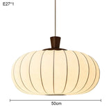 Japanese Wabi-Sabi Silk & Wood LED Pendant Chandelier - Retro Fabric Hanging Ceiling Lamp Fixture for Living Room, Restaurant & Mood Lighting Decor