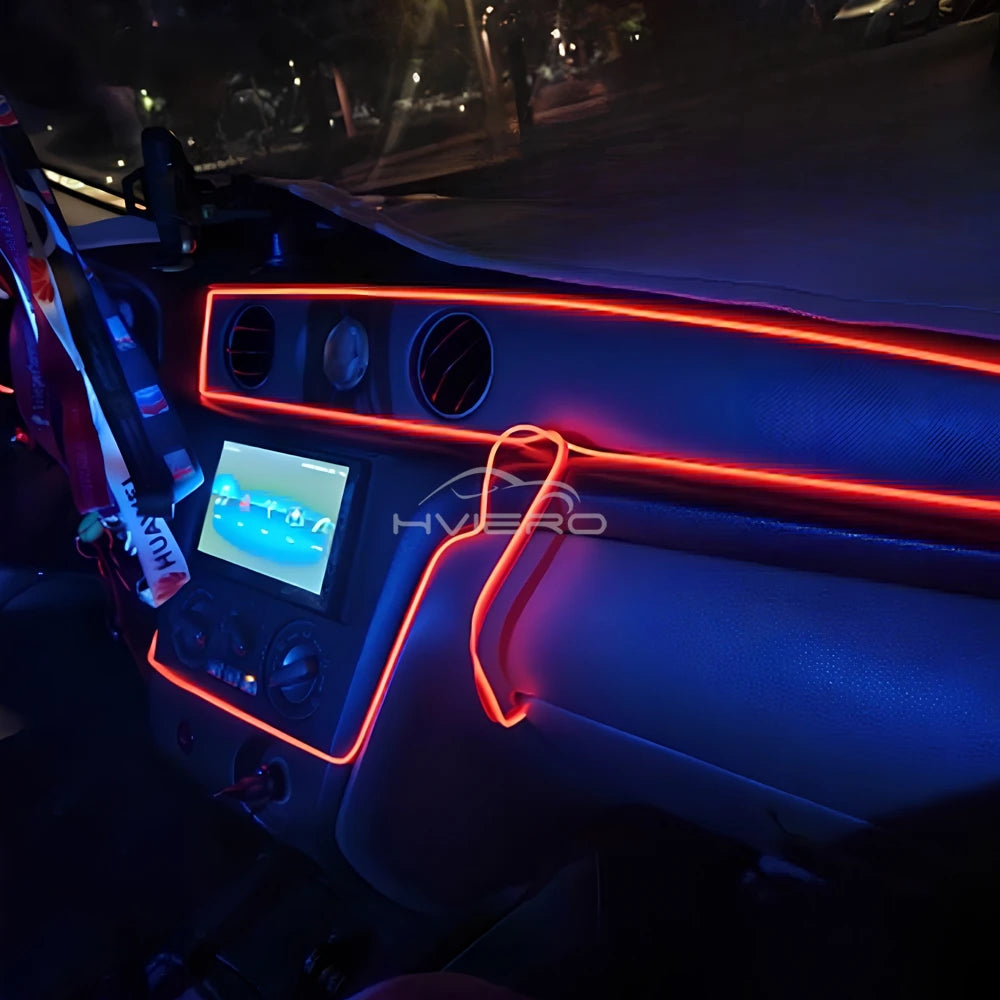 1M/2M/3M/5M Colour Car Interior Lighting LED Strip Auto Decoration Wire Rope Tube Line Flexible Neon Lights USB Drive Atmosphere
