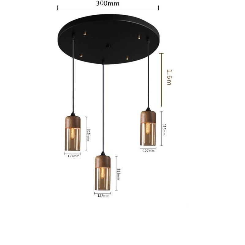 Nordic Modern LED Pendant Lights Fixtures Bedroom Dinning Living Room Light Wood Color Glass Hanging Lamp Luminaria