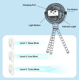 Portable Rechargeable Octopus Baby Stroller Fan - USB Flexible Desk Fan with Night Light