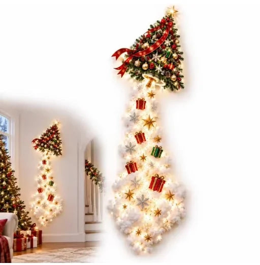 2027 Christmas Magic Trail Wall Light-LED Glowing Xmas Scene Wall Decoration,Santa Sleigh Reindeer Hanging Decor for New Year Pa