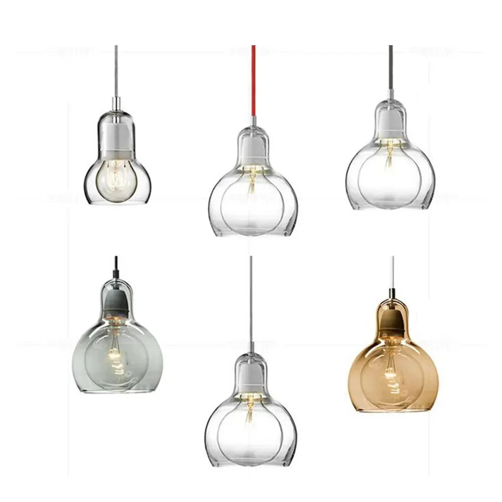 Modern Pendant Light Simple Creative Dining Room Clothing Store Flower Shop Glass Chandeliers E27 Edison Decorative Light Bulb