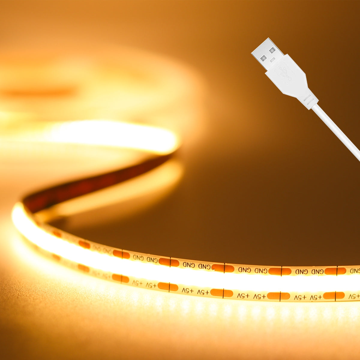 DC 5V COB LED Strip Light USB with Mini Controller Dimmable Soft Flexible Tape High Density 320LEDs Linear LED Lights