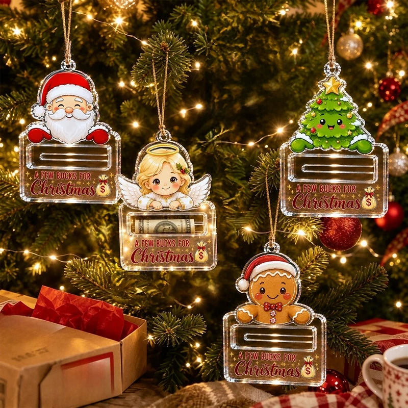 Money Storage Christmas Tree Hanging Ornament Clear Piggy Bank Christmas Decoration 2026 Cash Slot Hanging Pendant Navidad Decor