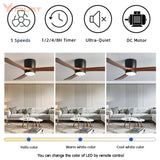 Nordic Frequency Conversion Wooden Ceiling Fan Home Decorative Ceiling Fan with 3 Solid Wooden Fan Blade Support 110-240V