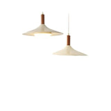 French Cream Style Pendant Light, Walnut Finish UFO Chandelier, Minimalist Retro Lamp for Dining Room, Bedroom, Cafe Bar Decor