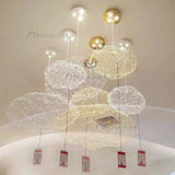 Nordic Art Floating Cloud Chandelier for Hotel Hall Restaurant Office Bar Pendant Lamp Suspended LED Luminaire with Spotlight
