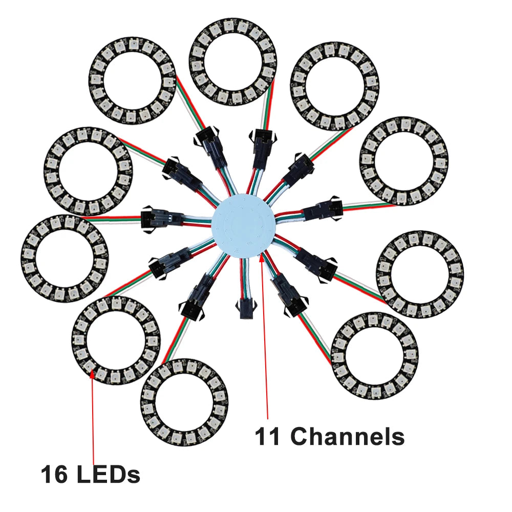 LED Sparkle Ring Light Circle Module WS2812B Individually Addressable RGB Atmosphere Lamp 17 Key Music Remote Control for Party