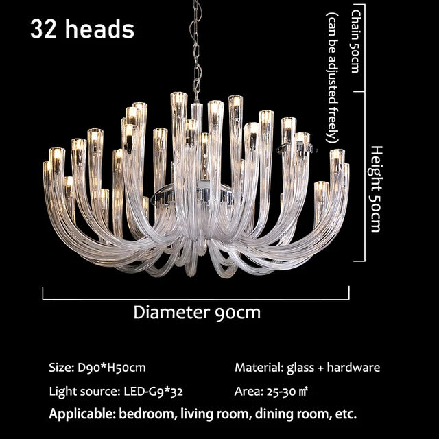 2025 New Post-Modern Simple Living Room U Shaped Glass Ceiling Chandelier Italian Designer Lustre Light Luxury Art Pendant Lamps