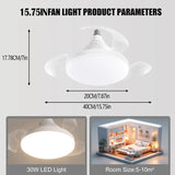 Modern LED Hidden Fan Light with Invisible Blades (E27 Socket Base) - Dimmable 3-Speed Ceiling Fan Light Fixture for Bedroom, Dining Room & Small Spaces