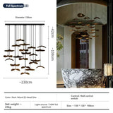Japanese Wabi Sabi Solid Wood Lamp for Living Dining Room  Villa Duplex Kitchen Island Linear Light 3colors Changeable