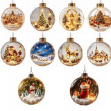 Luminous Transparent Christmas Hanging Ball LED Lights Snowman Christmas Tree Decor Elk Sock Xmas Tree Ornaments Christmas Tree
