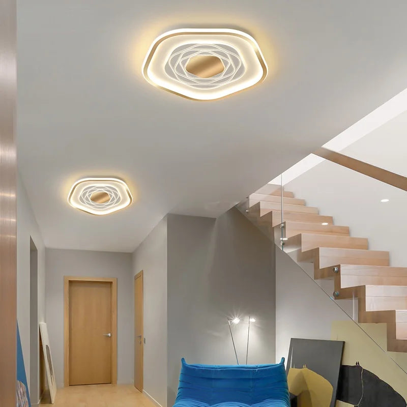 2025 Modern LED Ceiling Lights For Living Room Bedroom Dining Kitchen Dimmable Ceiling Chandelier Pentagonal Art Decoration Lamp