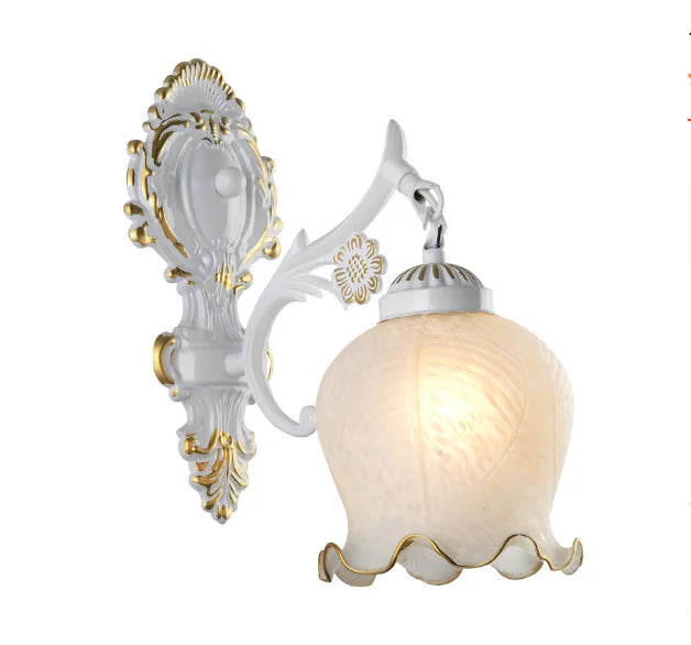 European Petal Wall Lamp Bedside Gold Single-Head TV Background Wall Lamp Bedroom Room Living Room Corridor Stair Light MJ1207