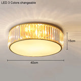 Modern Geometric Crystal Ceiling Light - Round & Square LED Lamp for Bedroom