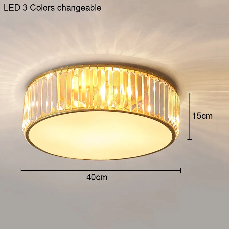 Modern Bedroom Round Square Geometric Shaped Crystal Ceiling Lamp Living Room Light Luxury Simple Design Led Flower Lighting
