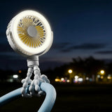 Portable Rechargeable Octopus Baby Stroller Fan - USB Flexible Desk Fan with Night Light