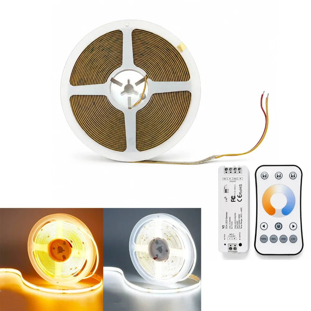  24V LED COB Free Cut Strip 5m 10m 312/576 LEDs Flexible Light Tape 3000K 4000K 6000K Bright Linear Lighting with Remote Control