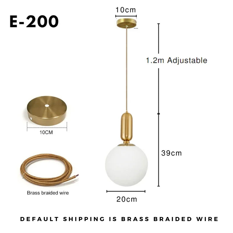 Modern Nordic Glass Ball Pendant Light - Minimalist Hanging Ceiling Fixture for Living Room, Dining Room & Bedroom Decor