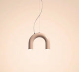 Oblure Arch Chandelier Post Modern Design Pendant Light for Coffee Living Room Kitchen U Shaped Lamp Blue Metal Macaron Lamp